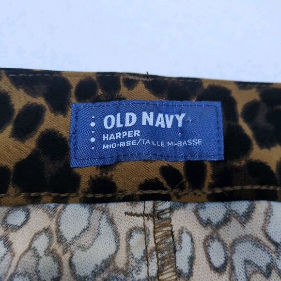 Old Navy Harper Mid Rise Pants Womens Sz 0 Leopard Cheetah Brown Black 28x25 NWT - Picture 3 of 13
